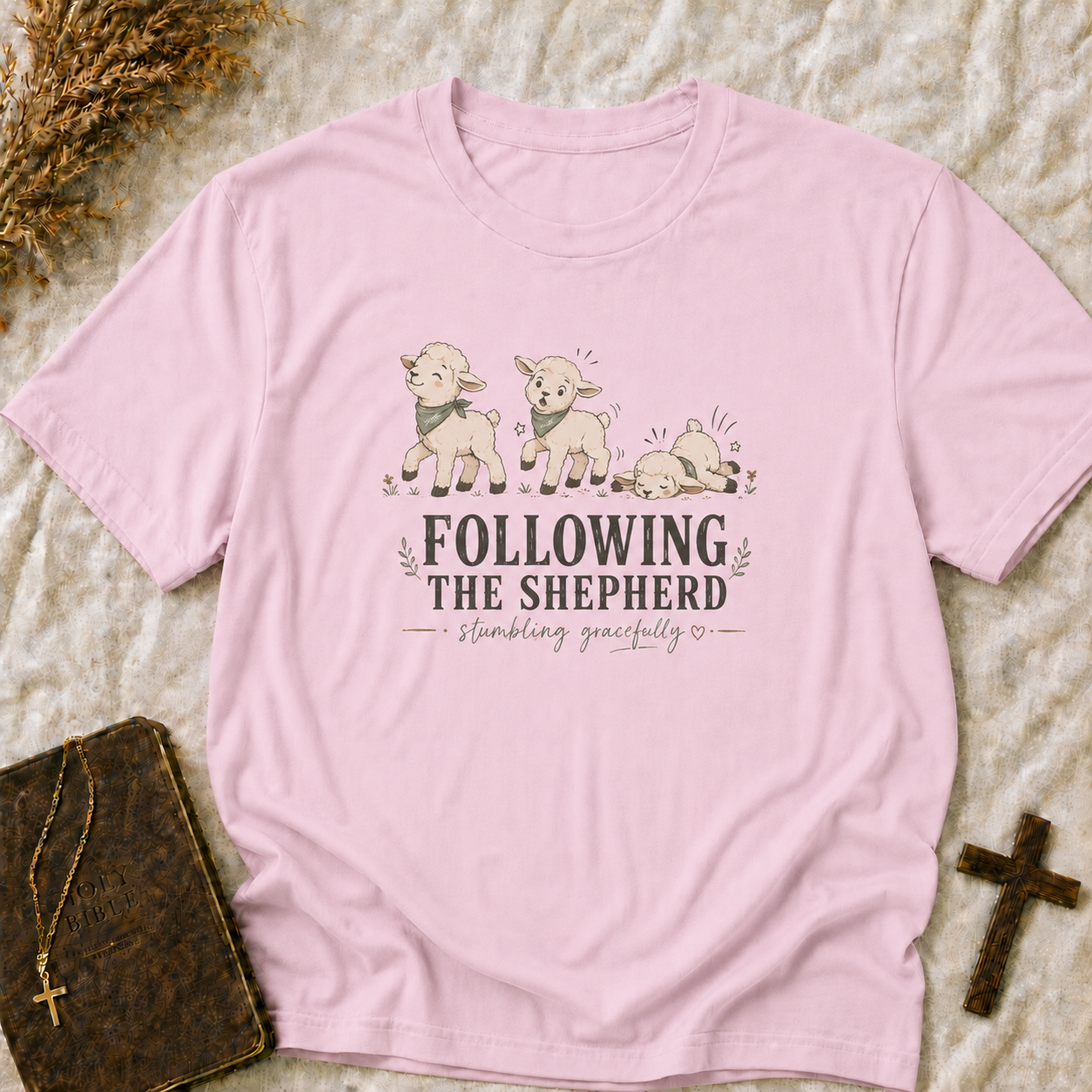 Following the Shepherd Cute Lambs T-Shirt