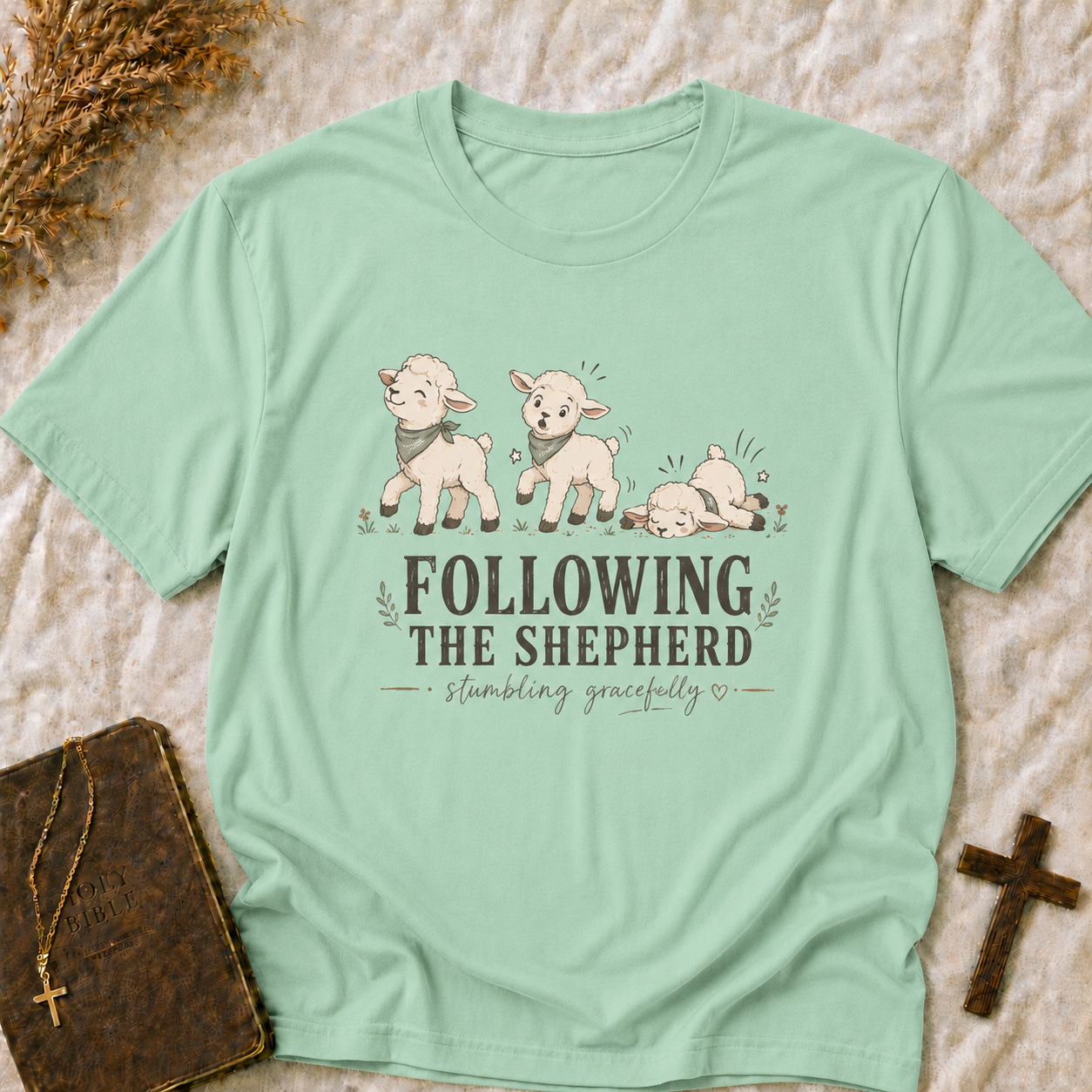 Following the Shepherd Cute Lambs T-Shirt