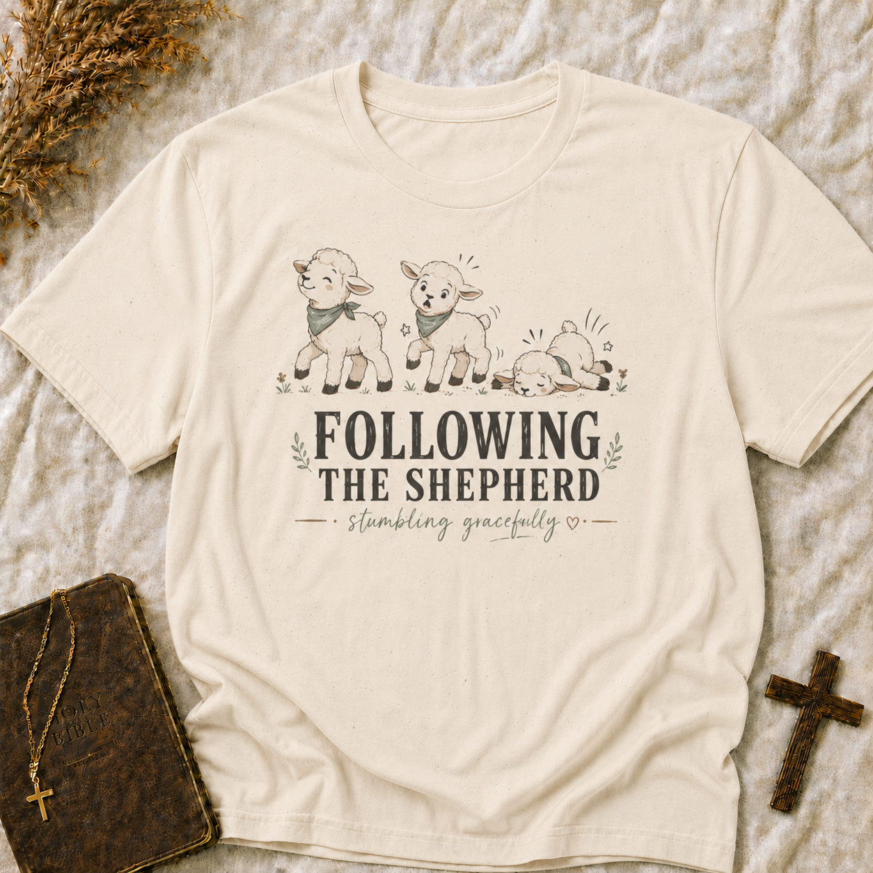 Following the Shepherd Cute Lambs T-Shirt