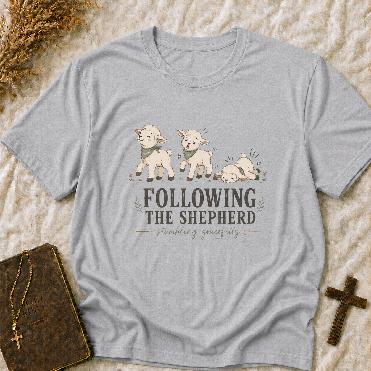 Following the Shepherd Cute Lambs T-Shirt