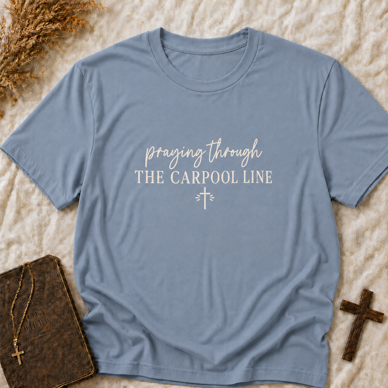 Praying Through the Carpool Line T-Shirt (Comfort Colors Shirt)