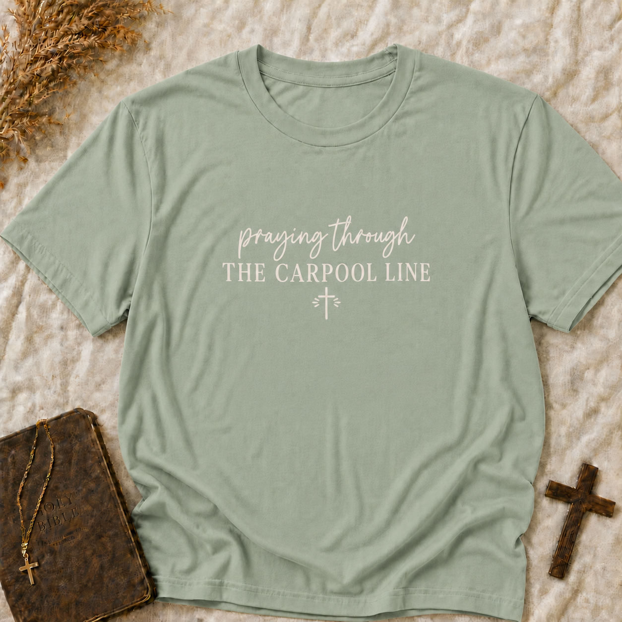 Praying Through the Carpool Line T-Shirt (Comfort Colors Shirt)
