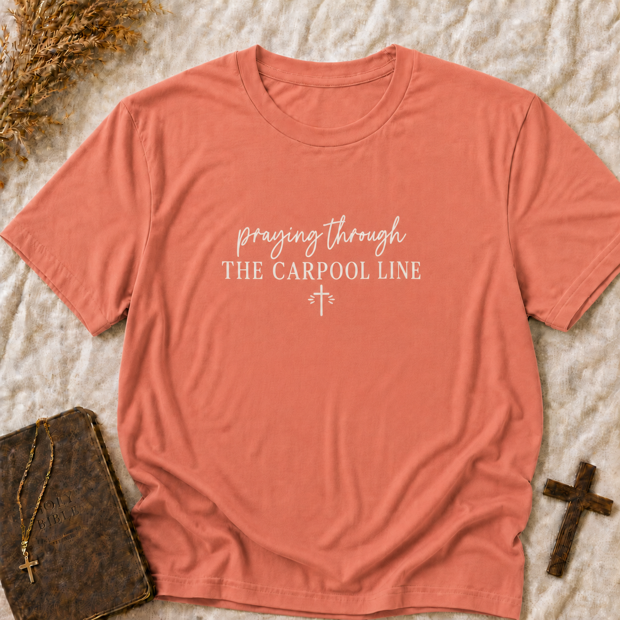 Praying Through the Carpool Line T-Shirt (Comfort Colors Shirt)