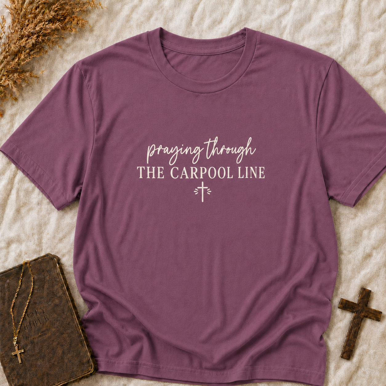 Praying Through the Carpool Line T-Shirt (Comfort Colors Shirt)
