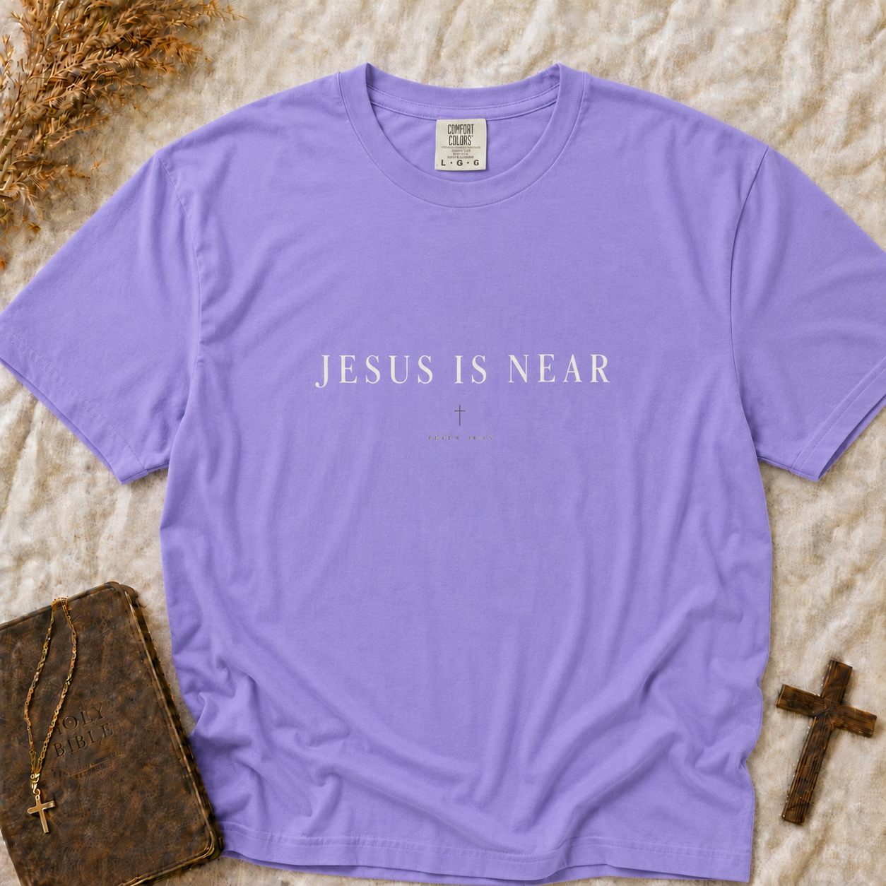 Jesus Is Near T-Shirt — Christian Faith Graphic Tee (Comfort Colors Shirt)