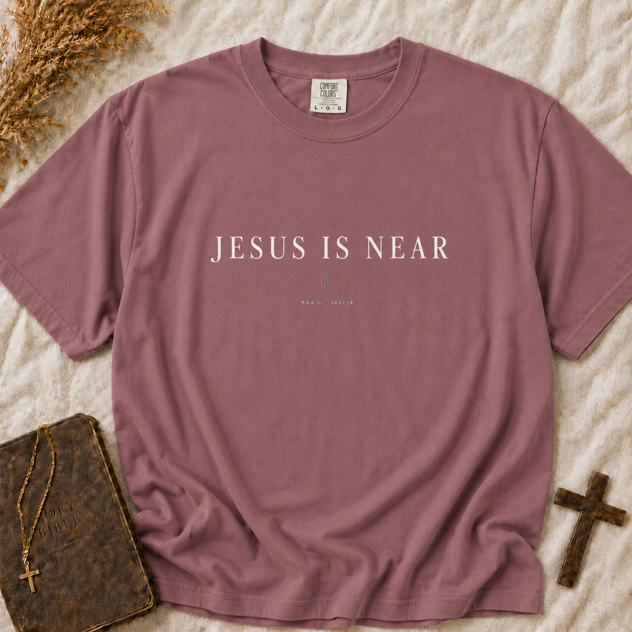 Jesus Is Near T-Shirt — Christian Faith Graphic Tee (Comfort Colors Shirt)