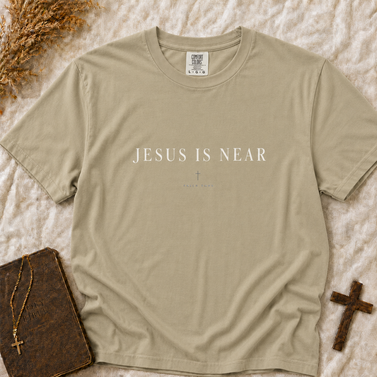 Jesus Is Near T-Shirt — Christian Faith Graphic Tee (Comfort Colors Shirt)