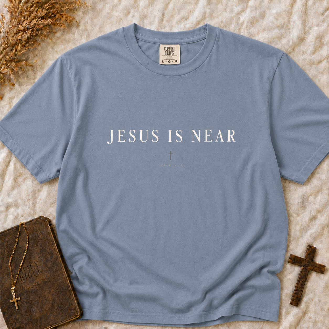 Jesus Is Near T-Shirt — Christian Faith Graphic Tee (Comfort Colors Shirt)