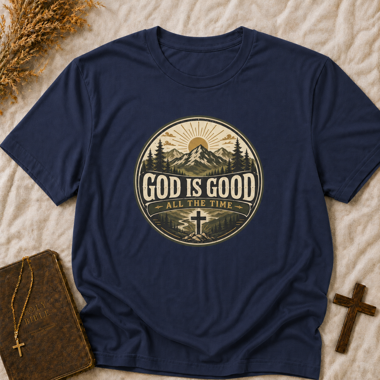God Is Good T-Shirt — 'God Is Good All The Time' Vintage Mountain Faith Tee