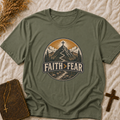 Faith Over Fear T‑Shirt — Christian Mountain Cross Design
