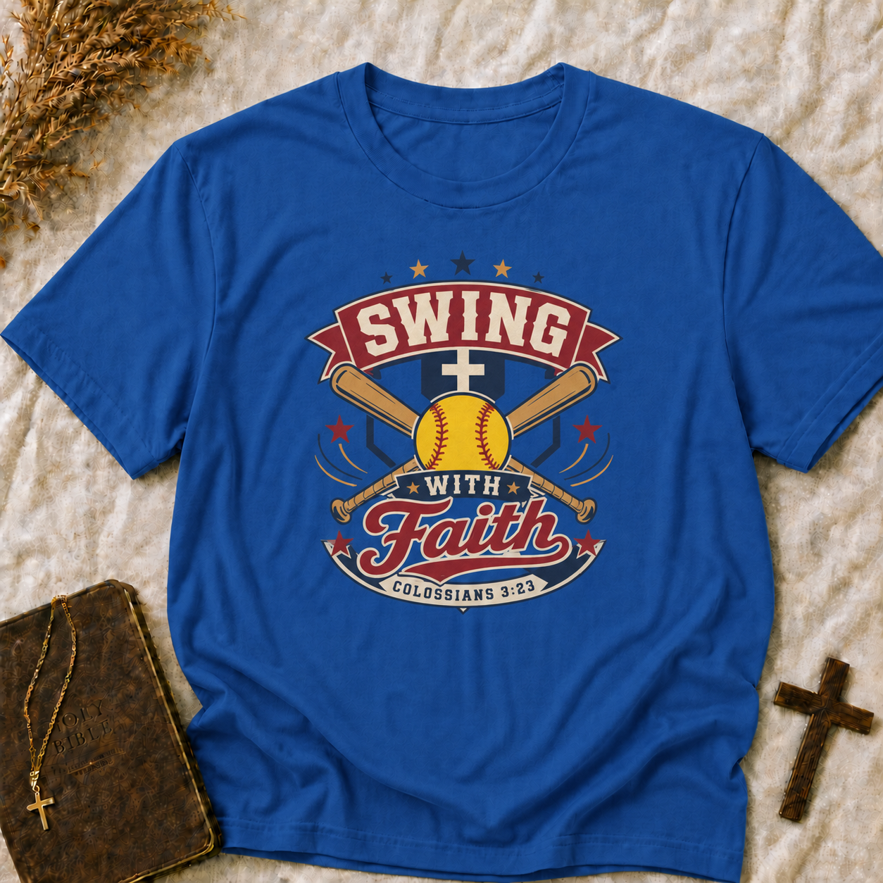 Swing With Faith Baseball T-Shirt — Christian Sports Tee
