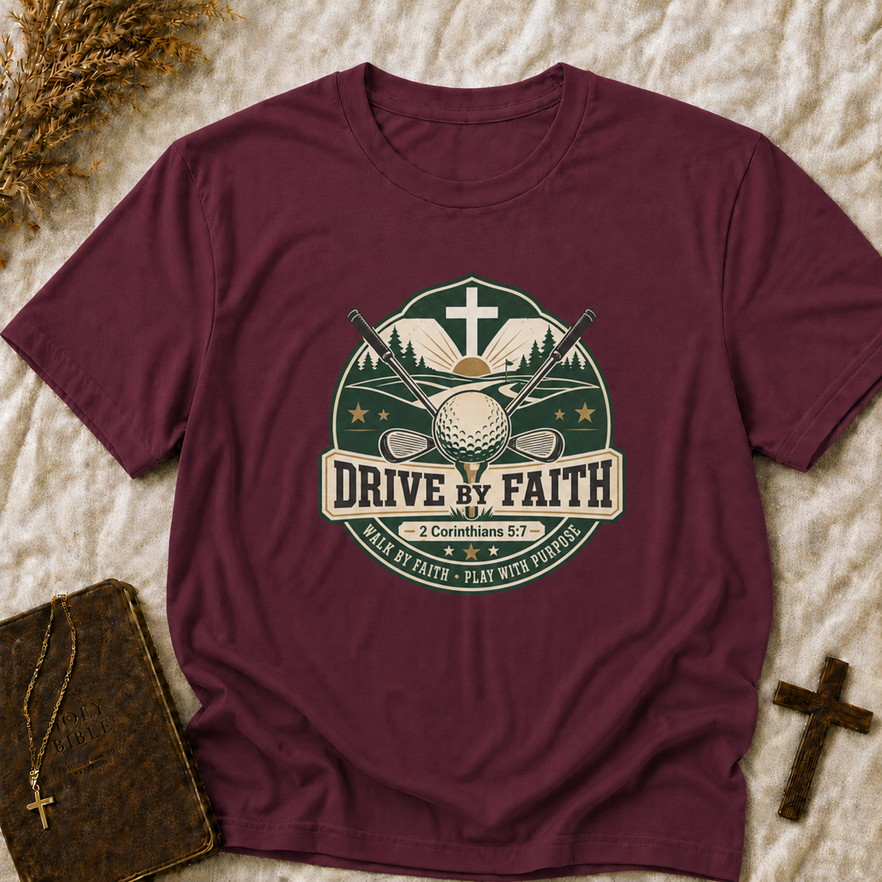 Golf T-Shirt — "Drive by Faith" Christian Golf Graphic Tee