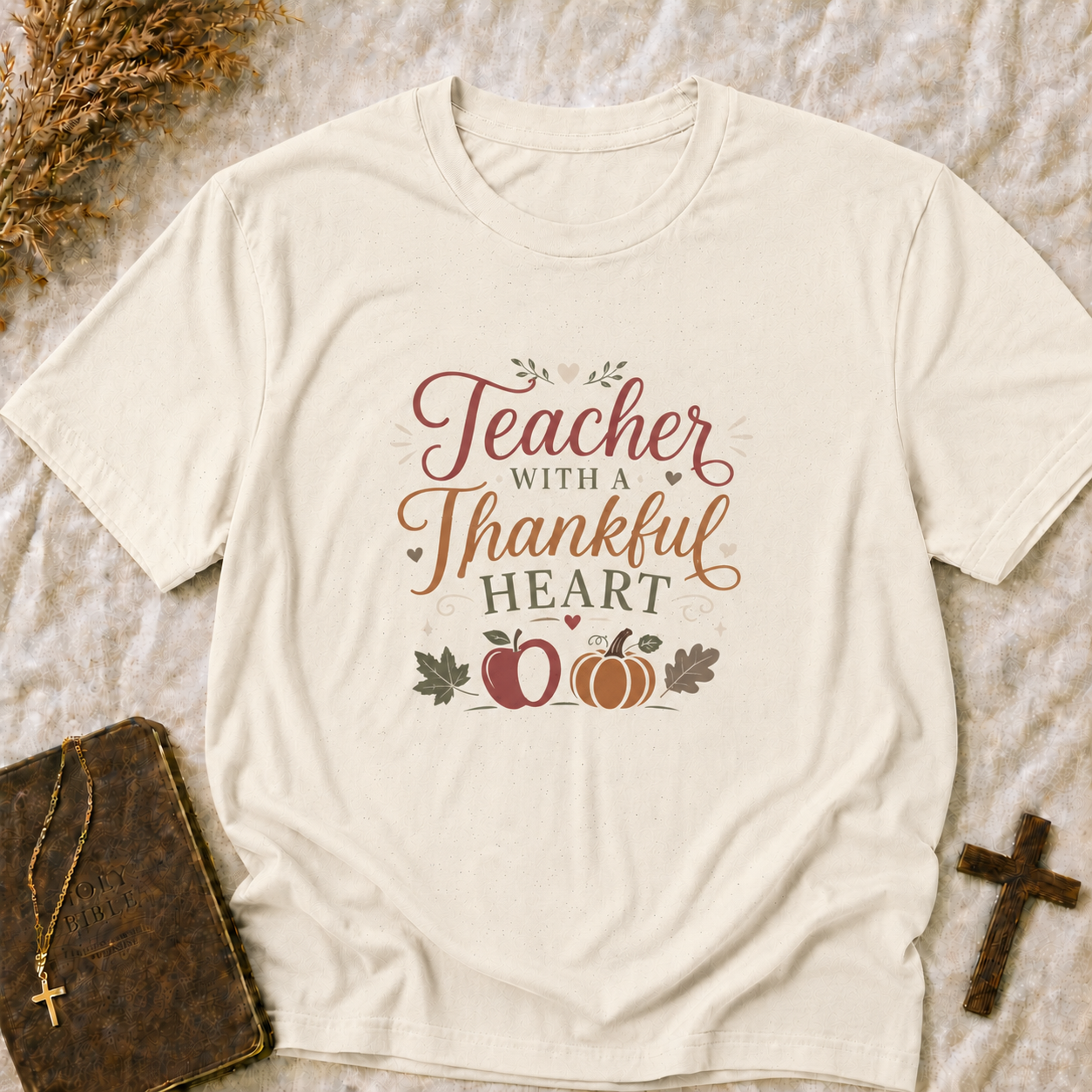 Teacher With a Thankful Heart T-Shirt — Fall Teacher Appreciation Tee