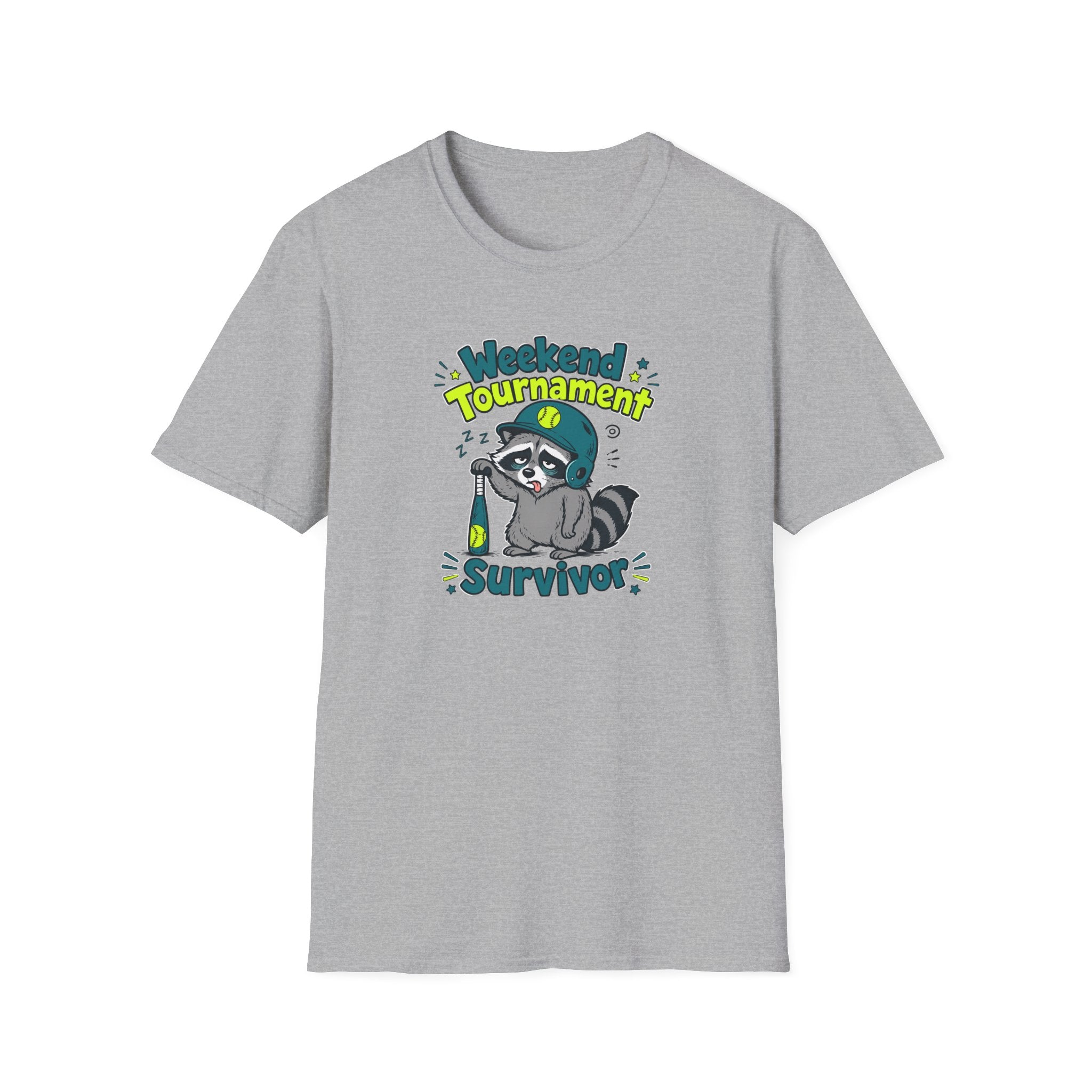 Weekend Tournament Survivor T-Shirt — Funny Raccoon Gaming/Party Tee