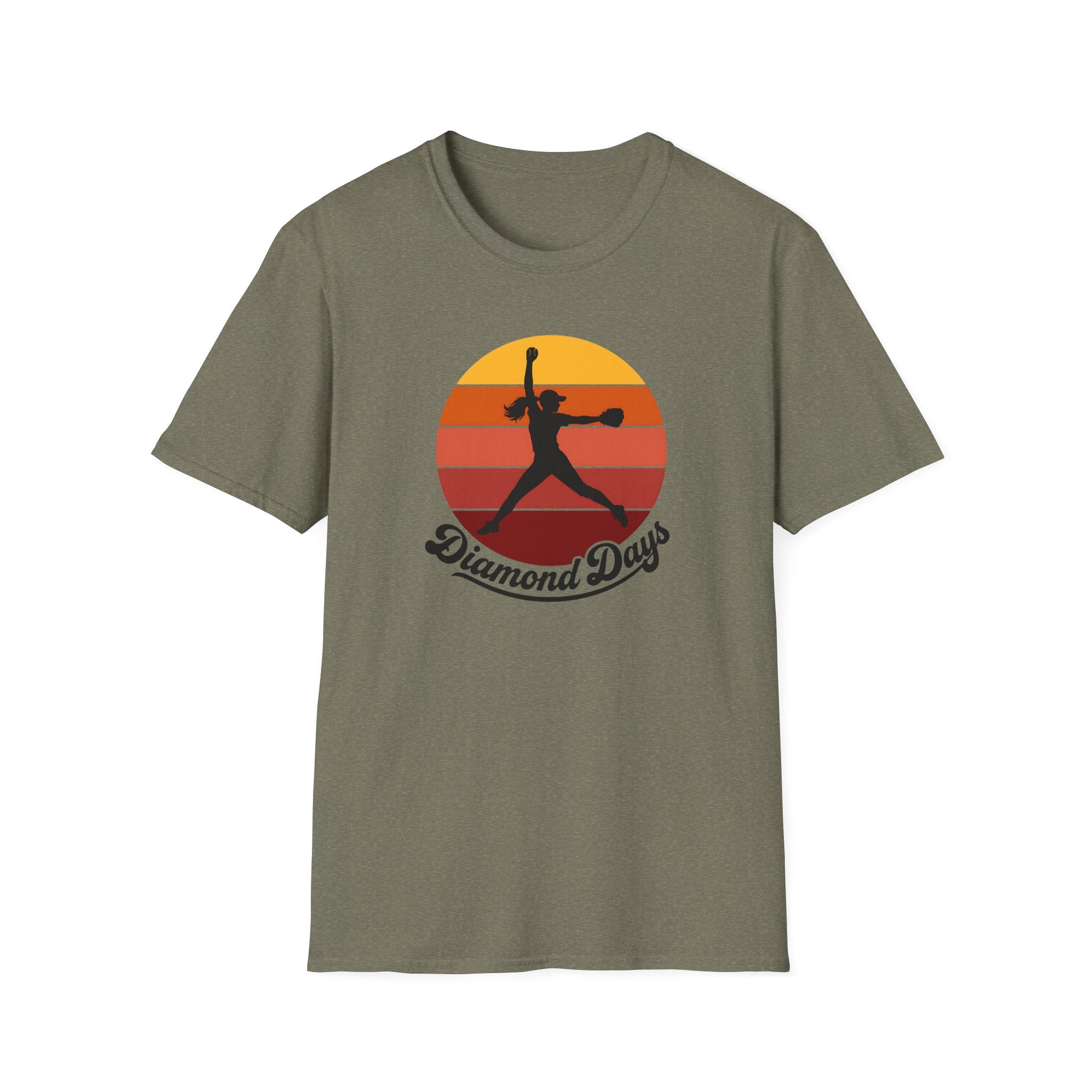 Diamond Days Softball T-Shirt — Vintage Sunset Pitcher Tee