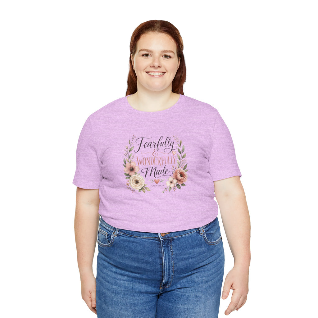 Faith-Based Floral Tee — "Fearfully & Wonderfully Made" Inspirational T-Shirt