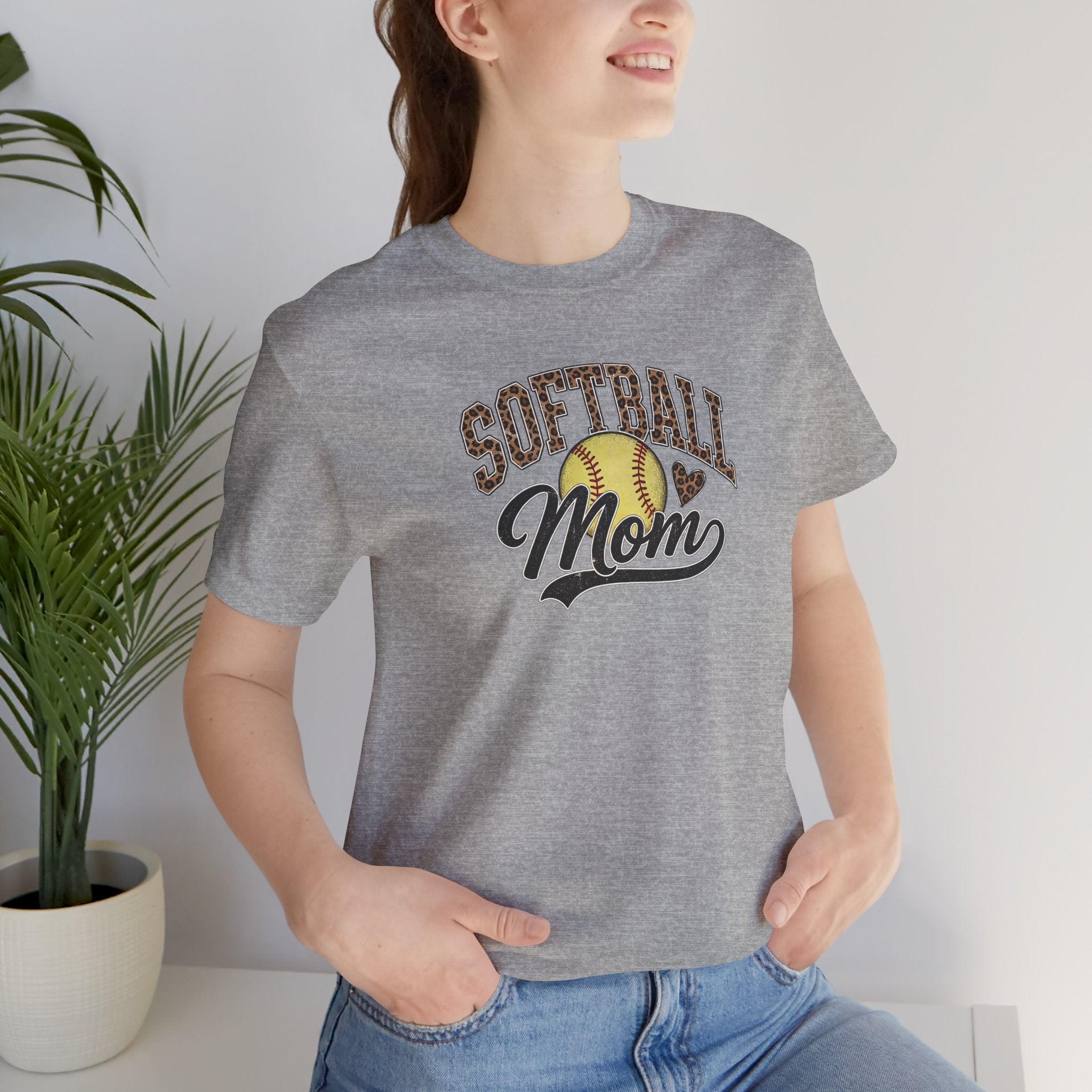 Softball Mom T-Shirt — Leopard Softball Graphic Tee for Proud Moms