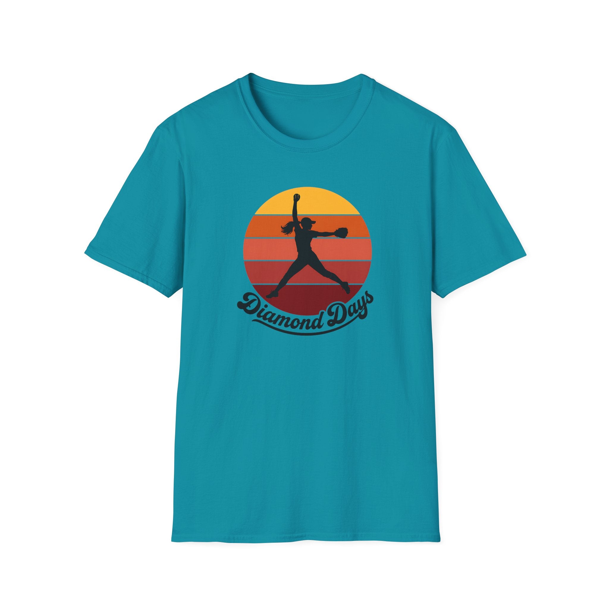 Diamond Days Softball T-Shirt — Vintage Sunset Pitcher Tee
