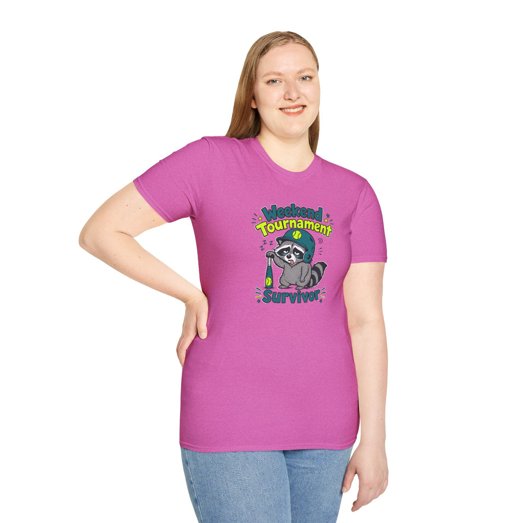 Weekend Tournament Survivor T-Shirt — Funny Raccoon Gaming/Party Tee