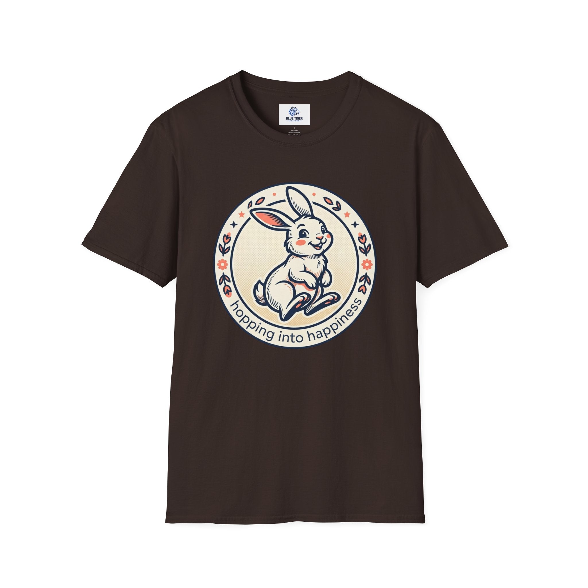 T-Shirt — 'Hopping Into Happiness' Cute Bunny Graphic Tee