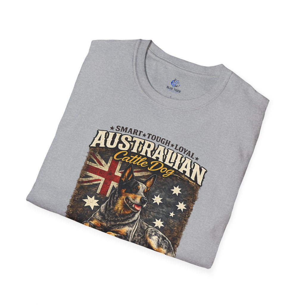 Australian Cattle Dog T-Shirt – 'Smart • Tough • Loyal' Vintage Patriotic Design