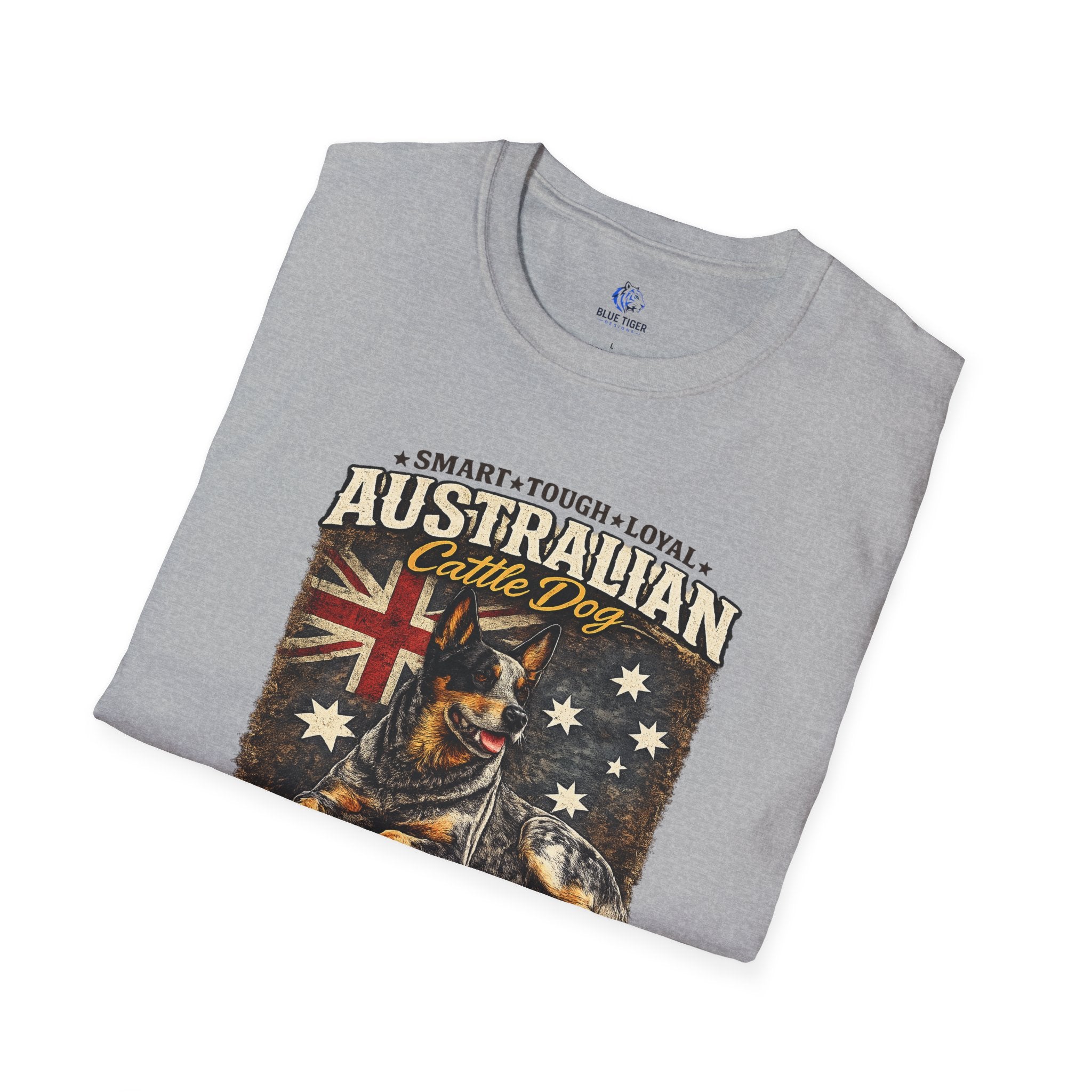 Australian Cattle Dog T-Shirt – 'Smart • Tough • Loyal' Vintage Patriotic Design