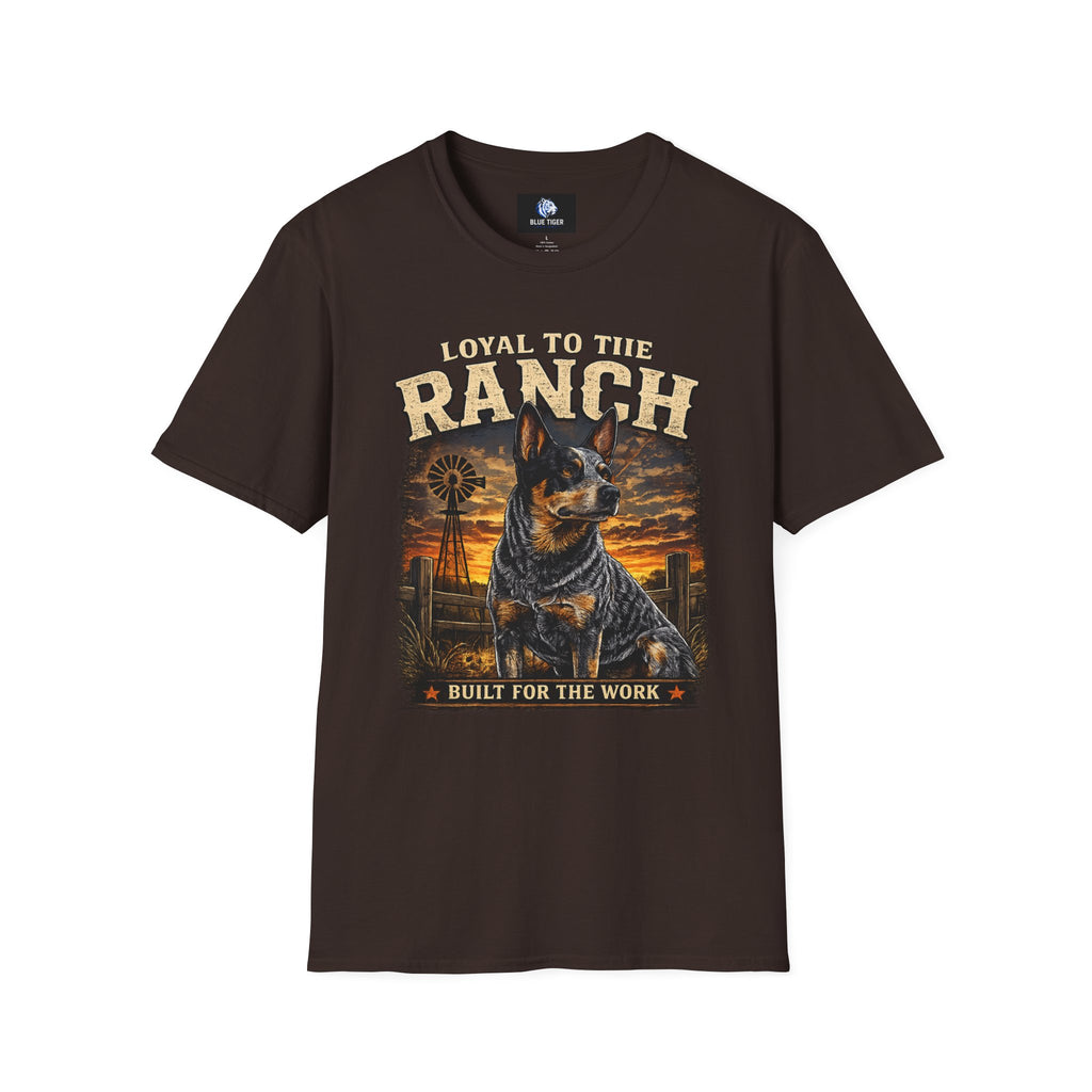Ranch Australian Cattle Dog T-Shirt — "Loyal To The Ranch" Rustic Sunset Dog Tee