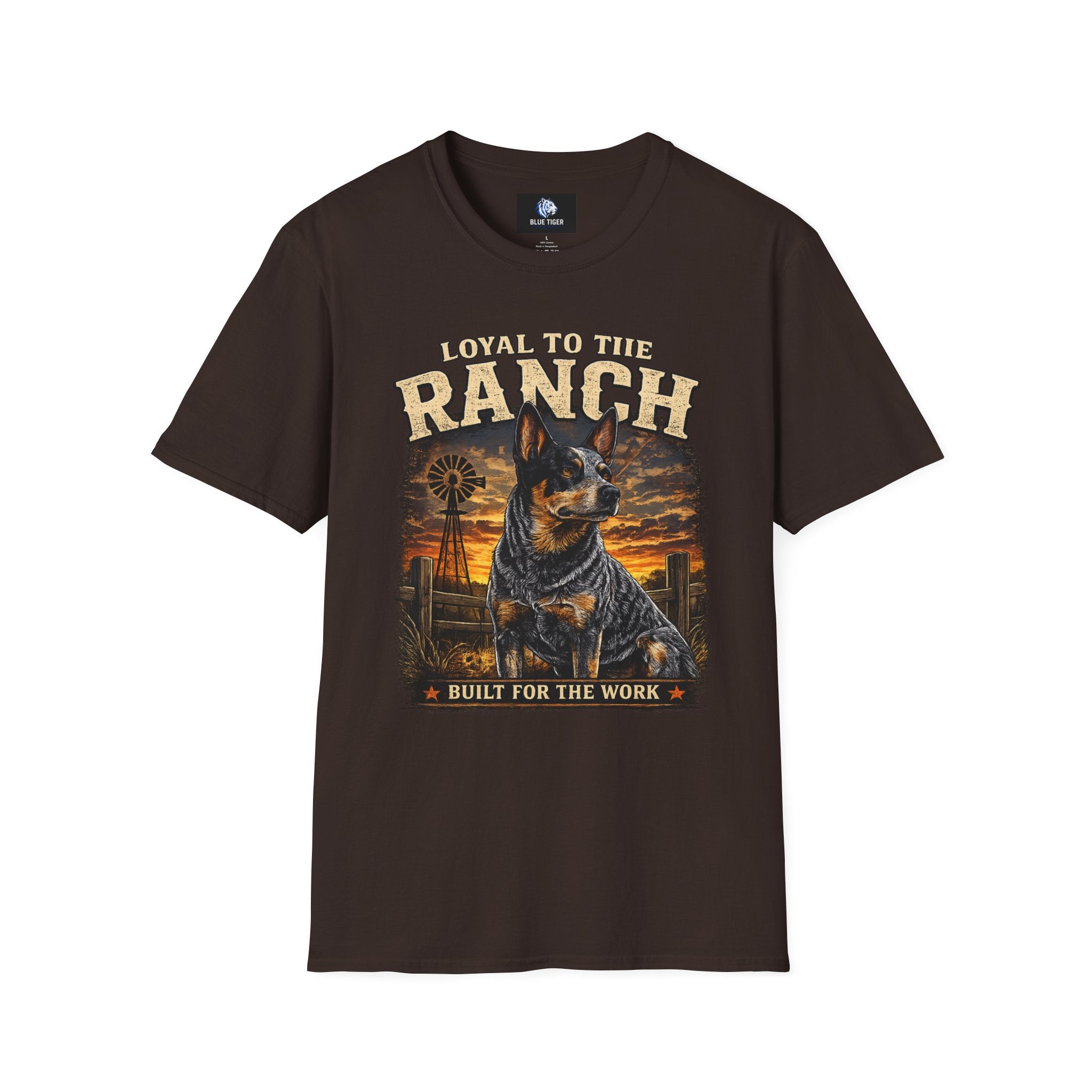 Ranch Australian Cattle Dog T-Shirt — "Loyal To The Ranch" Rustic Sunset Dog Tee