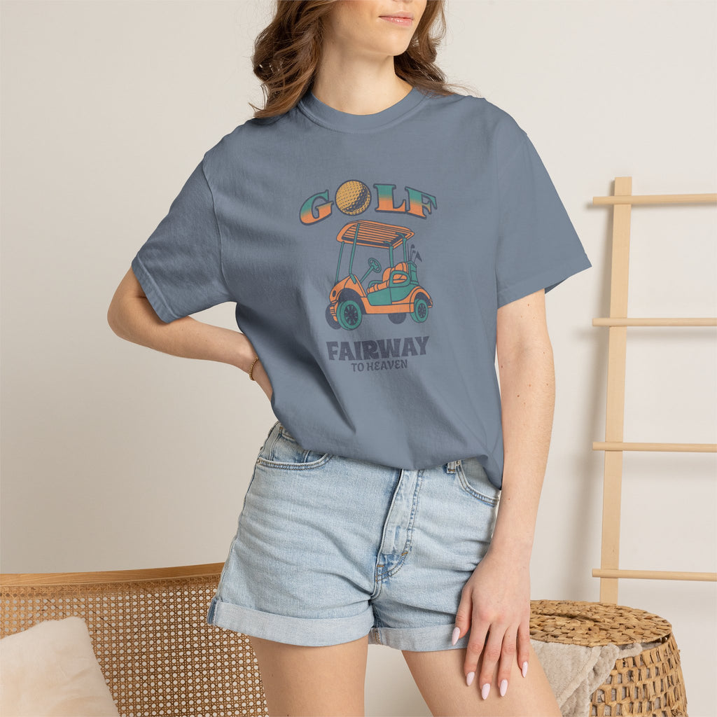 Golf Cart Graphic T-Shirt — "Fairway to Heaven" Vintage Golf Tee