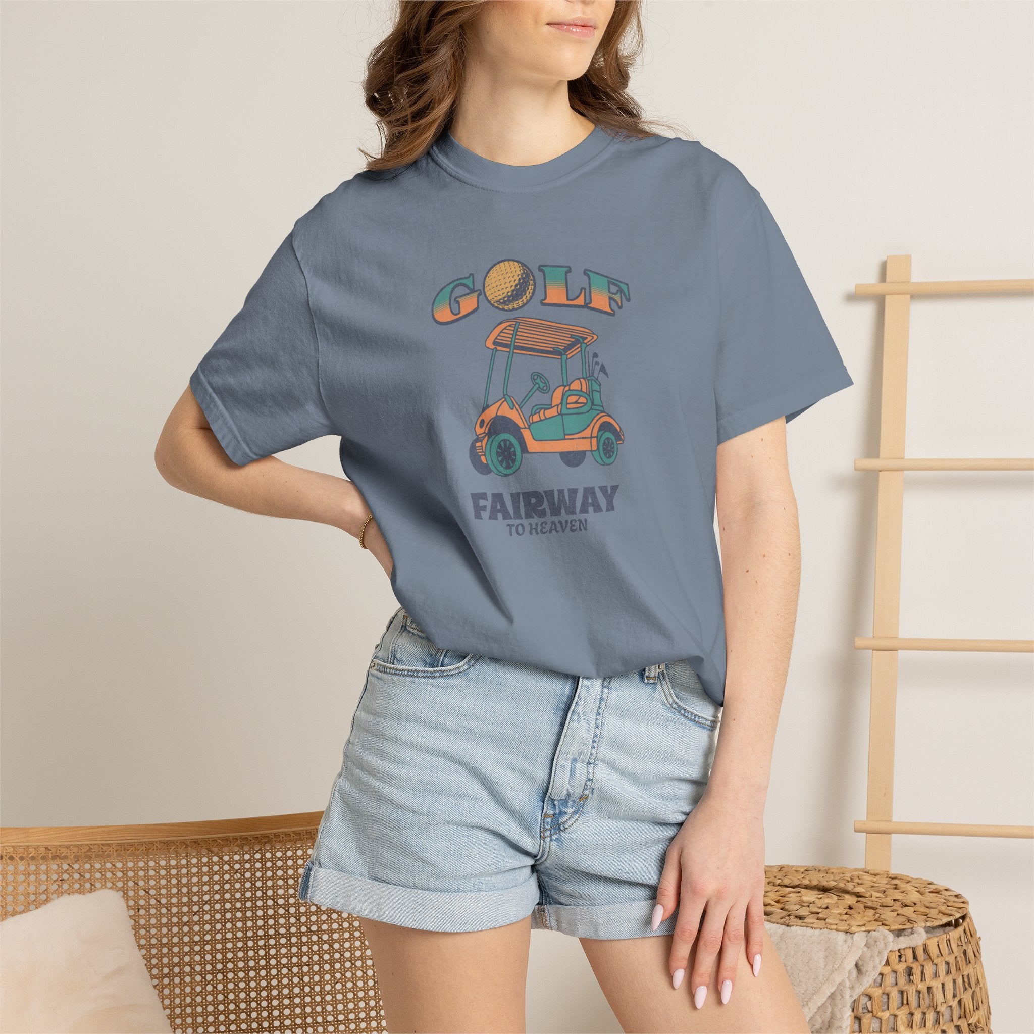 Golf Cart Graphic T-Shirt — "Fairway to Heaven" Vintage Golf Tee
