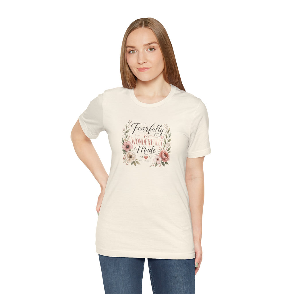 Faith-Based Floral Tee — "Fearfully & Wonderfully Made" Inspirational T-Shirt
