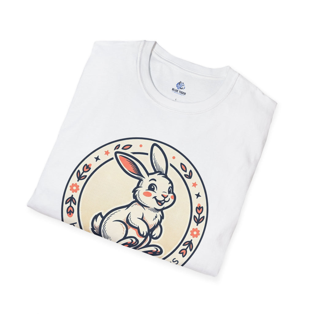 T-Shirt — 'Hopping Into Happiness' Cute Bunny Graphic Tee