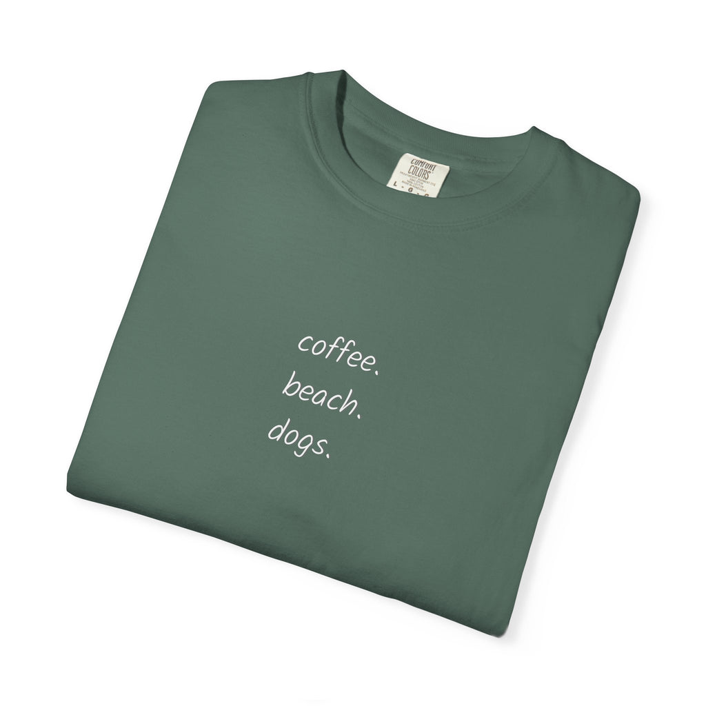 Coffee Beach Dogs T-Shirt — Casual Vacation Graphic Tee