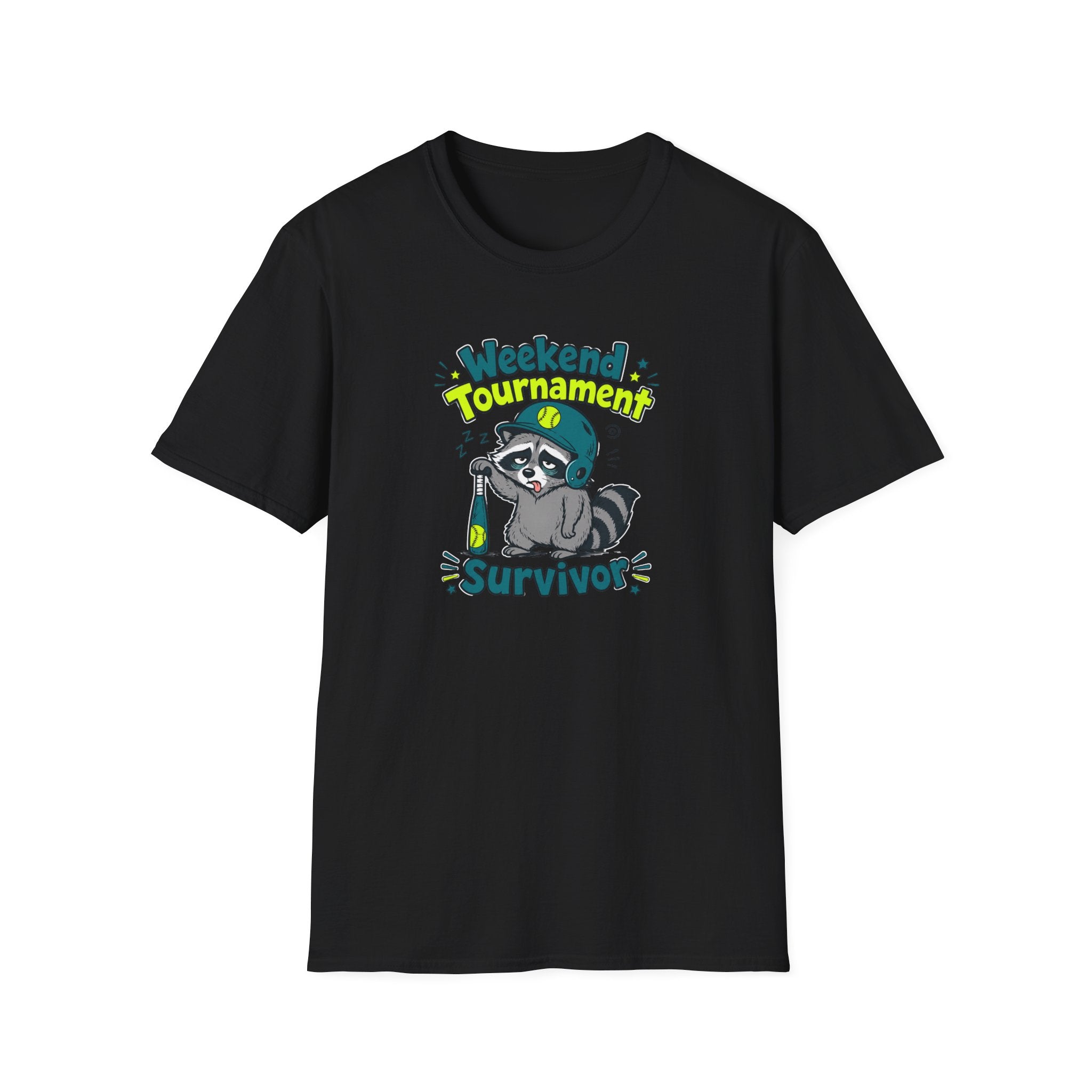 Weekend Tournament Survivor T-Shirt — Funny Raccoon Gaming/Party Tee