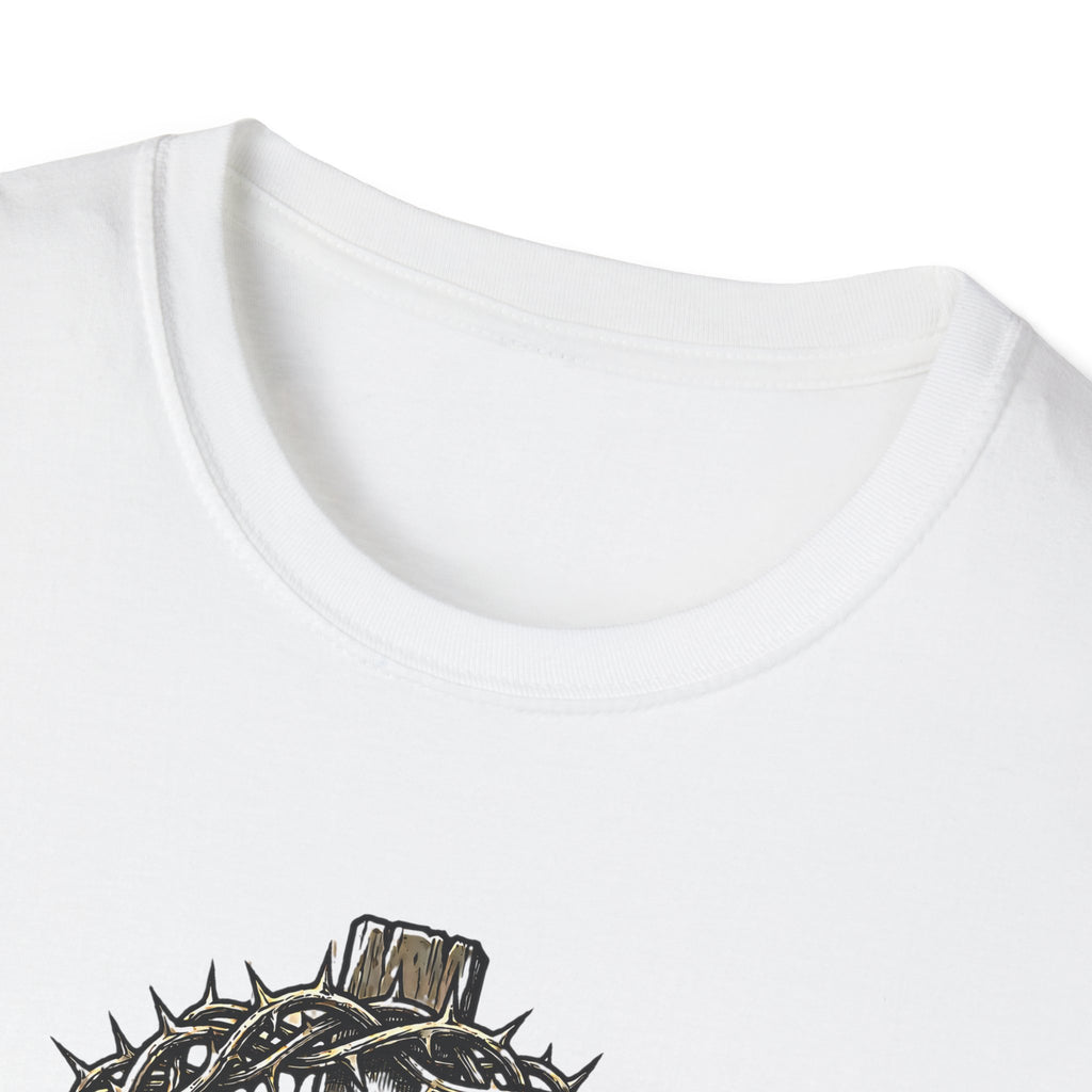 Christian Cross T-Shirt — "He Bore the Crown for Me" Sacred Heart Design