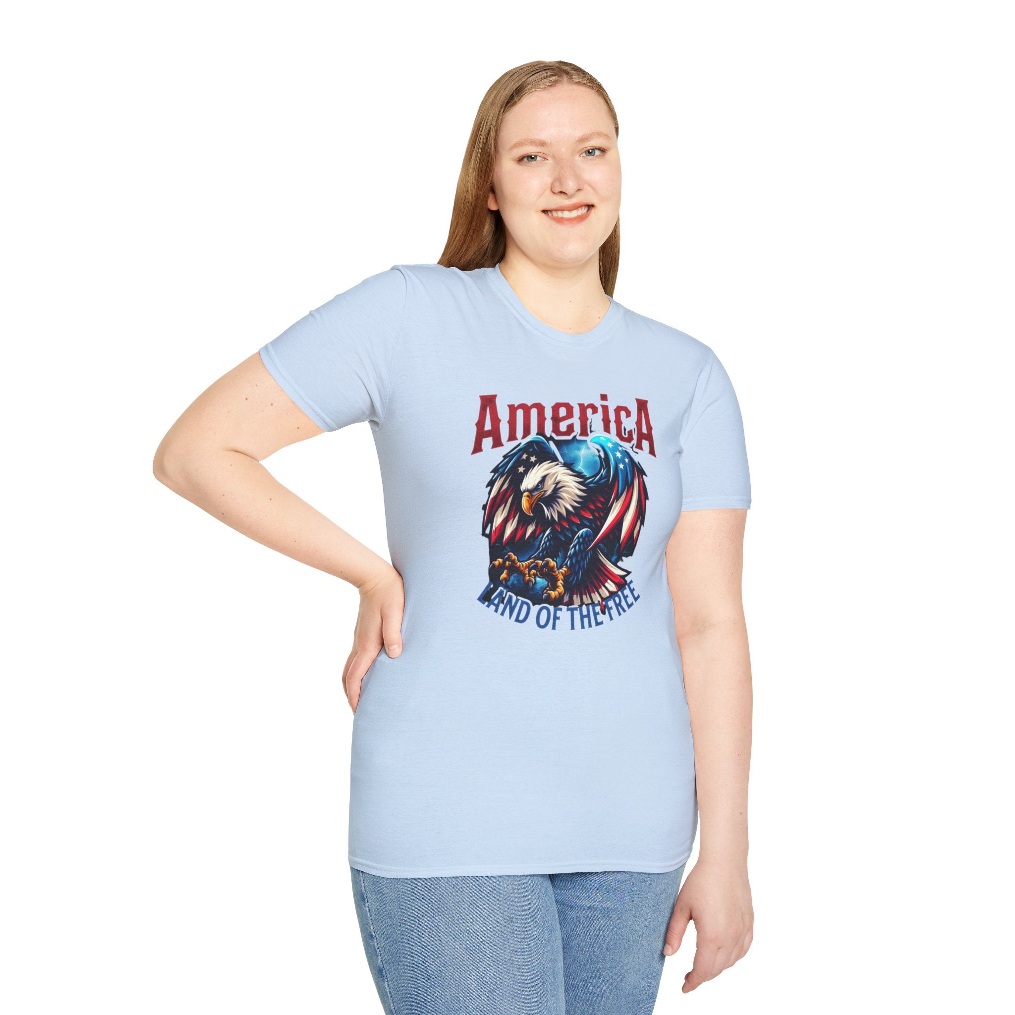 Patriotic Eagle T-Shirt – "America Land of the Free" Graphic Tee
