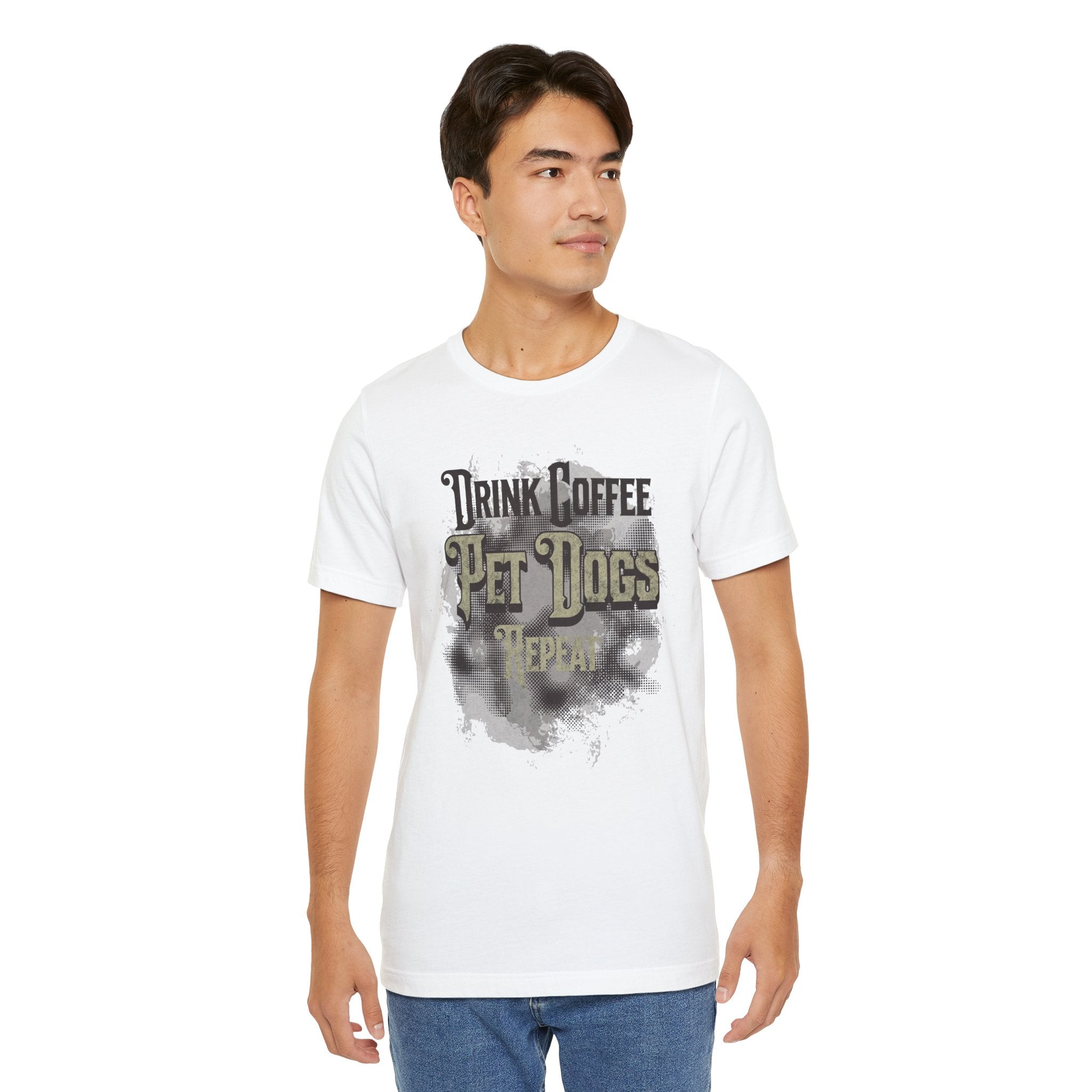 Coffee & Dogs Tee — "Drink Coffee, Pet Dogs, Repeat" Graphic T-Shirt