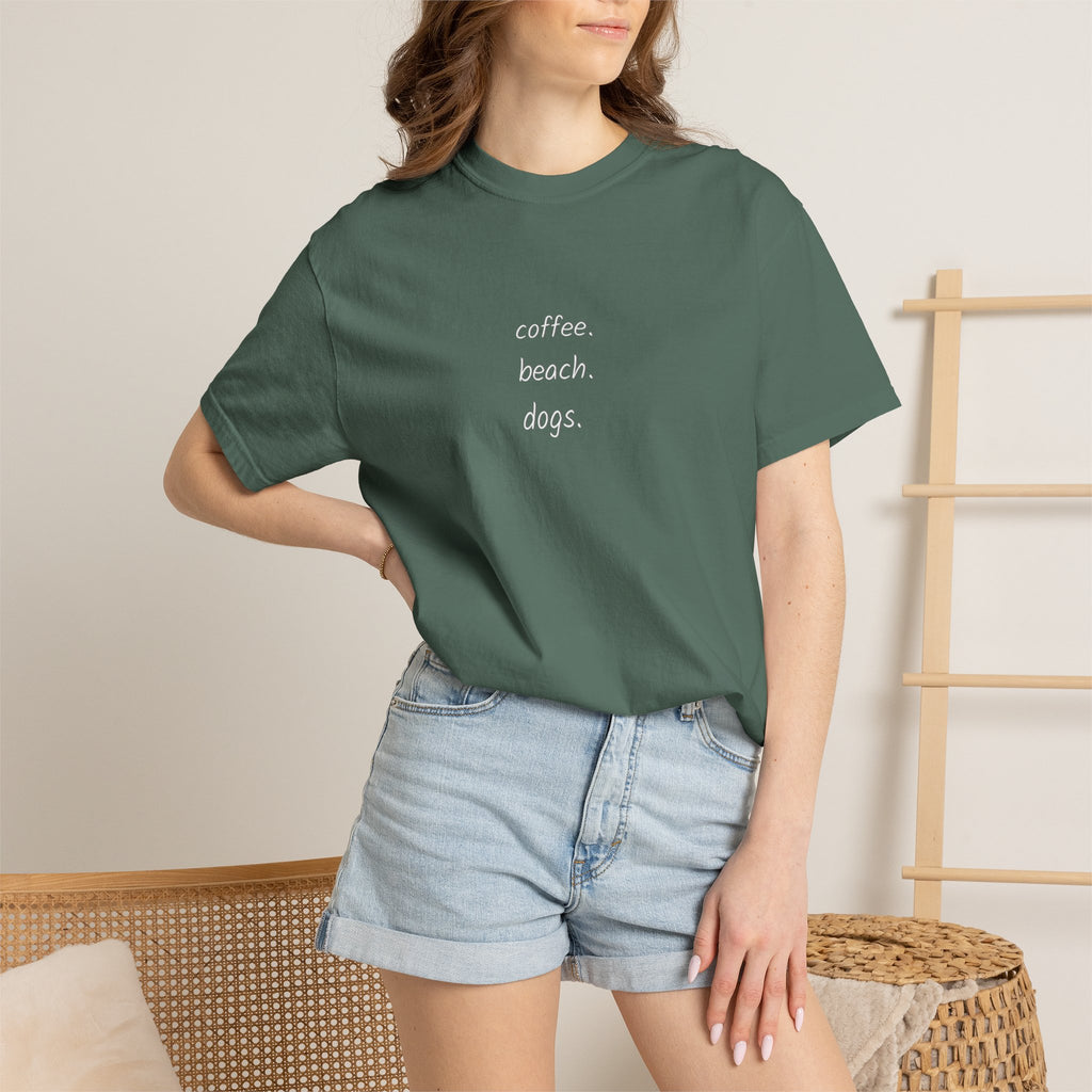 Coffee Beach Dogs T-Shirt — Casual Vacation Graphic Tee
