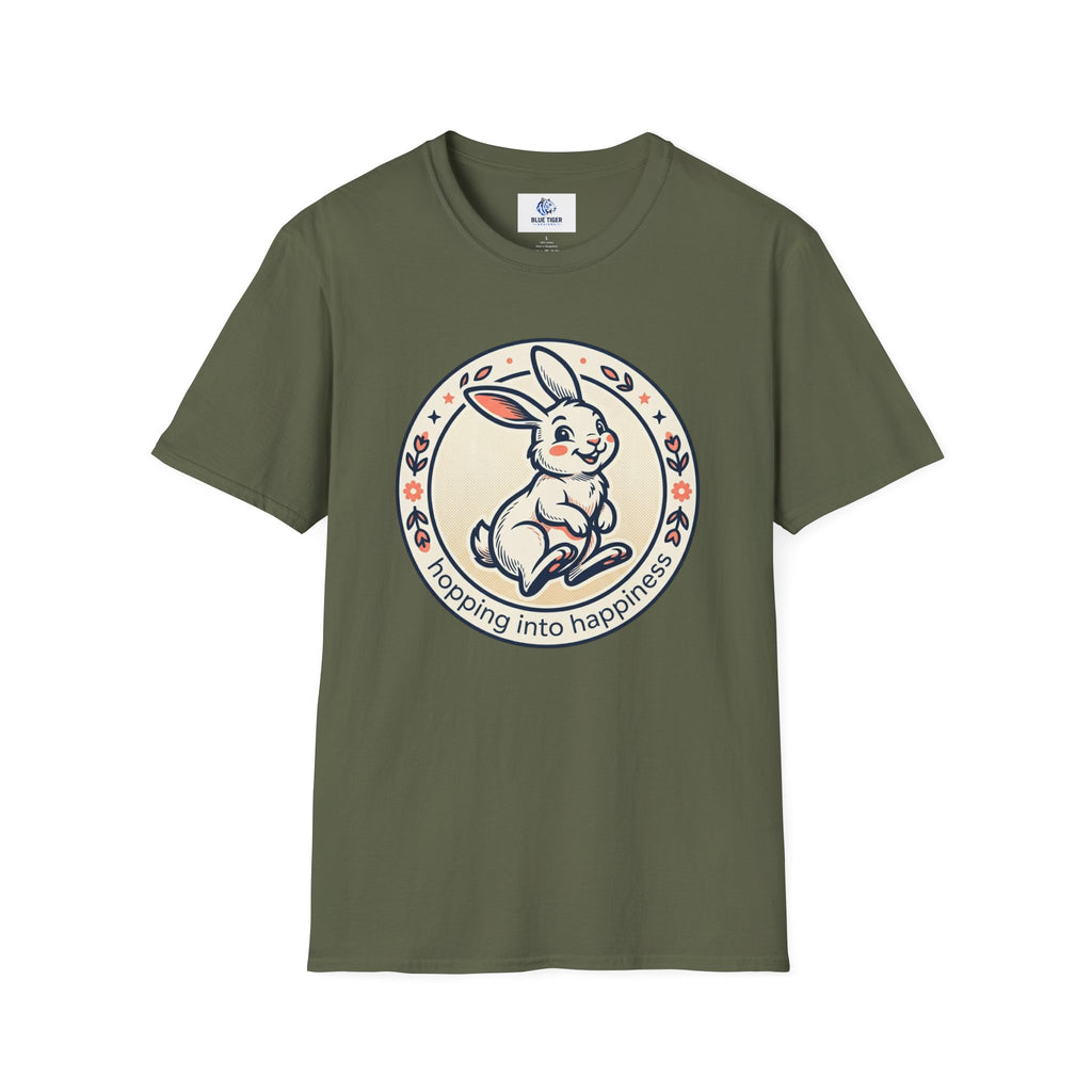 T-Shirt — 'Hopping Into Happiness' Cute Bunny Graphic Tee