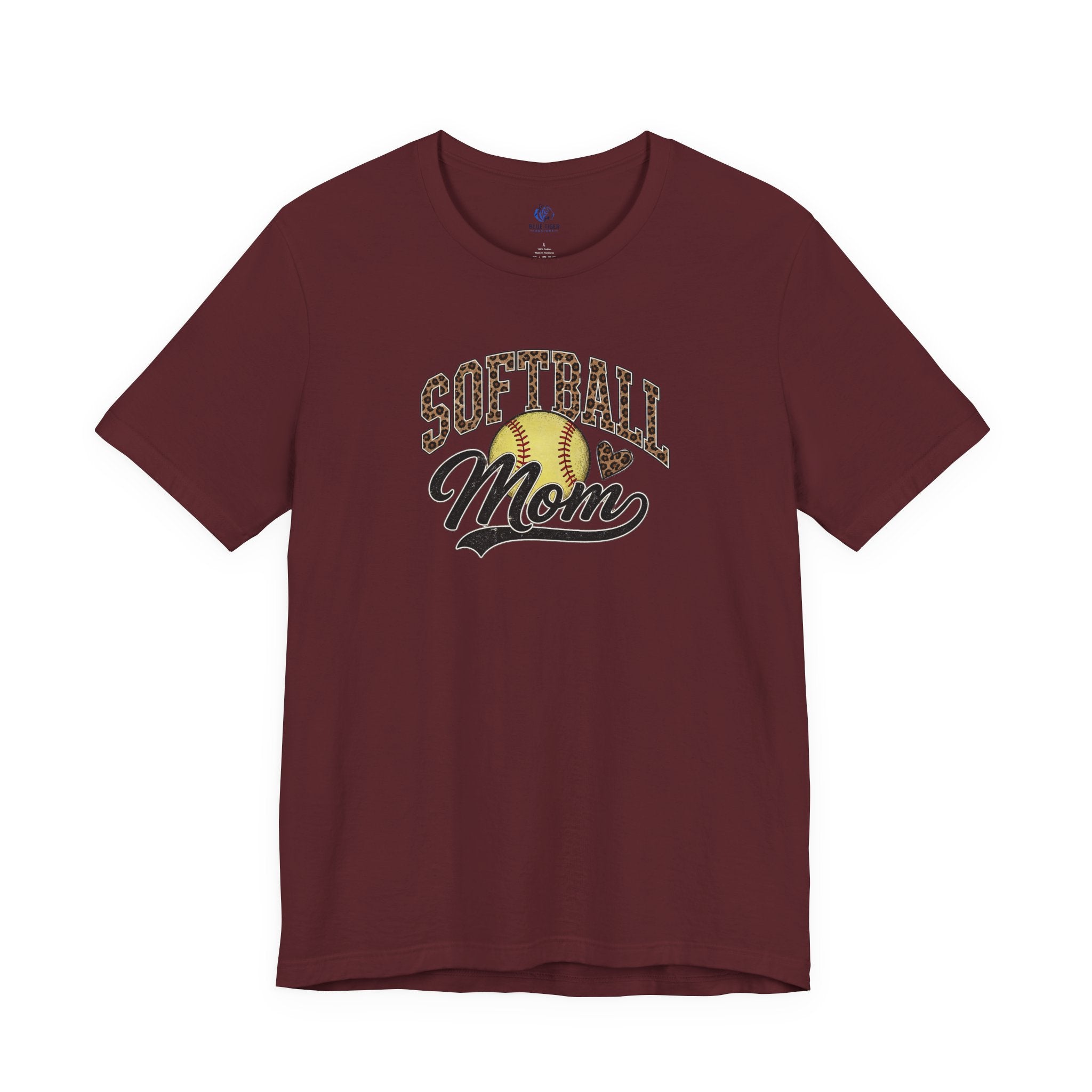 Softball Mom T-Shirt — Leopard Softball Graphic Tee for Proud Moms