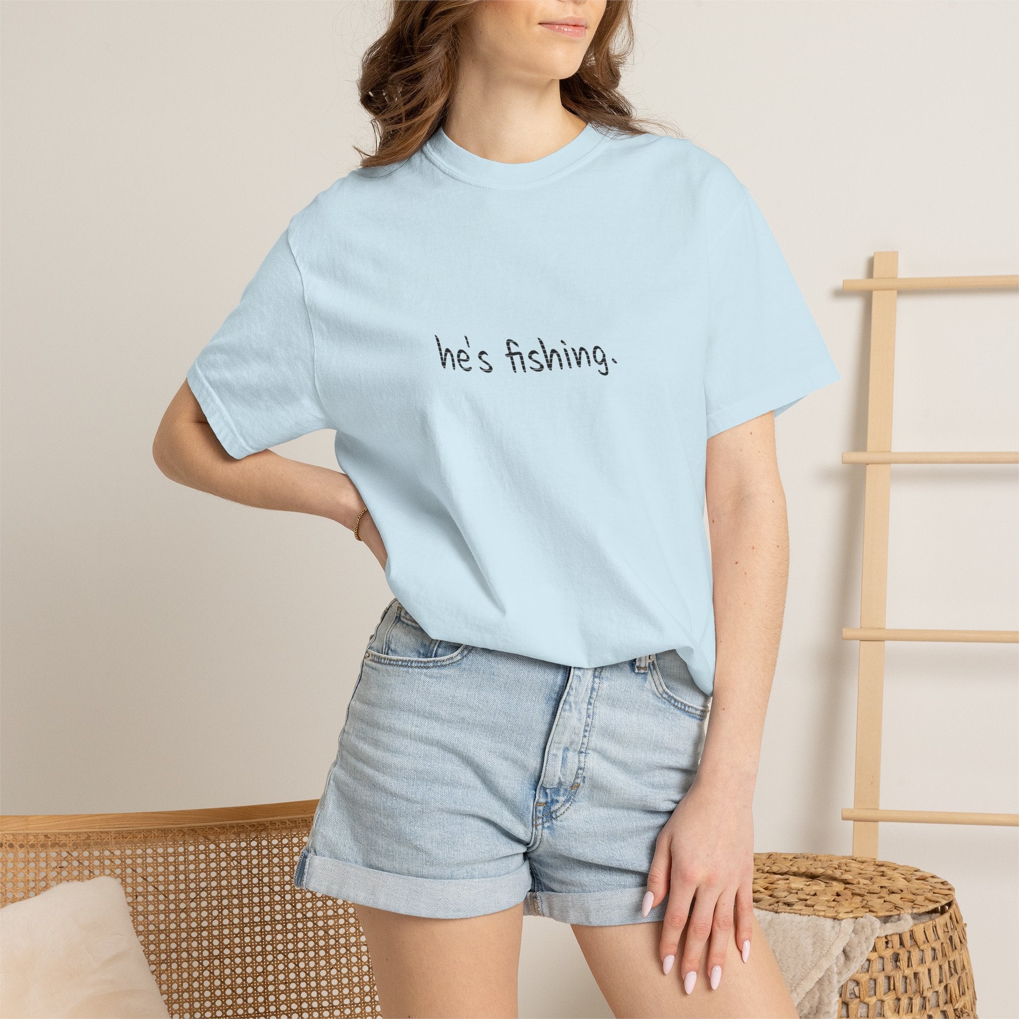 He's Fishing T-Shirt — Casual Minimalist Fishing Tee
