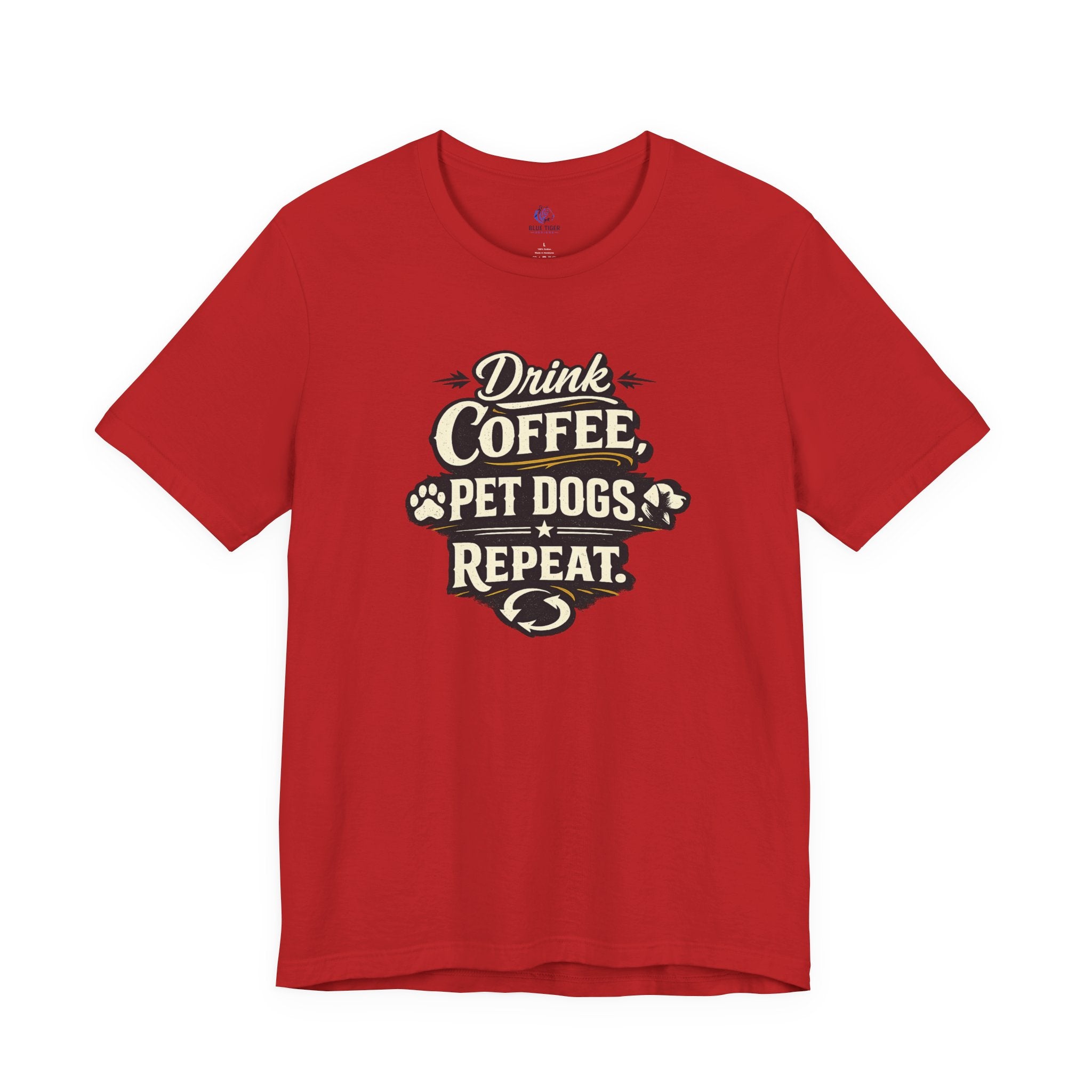 Coffee & Dogs T-Shirt — "Drink Coffee Pet Dogs Repeat" Graphic Tee