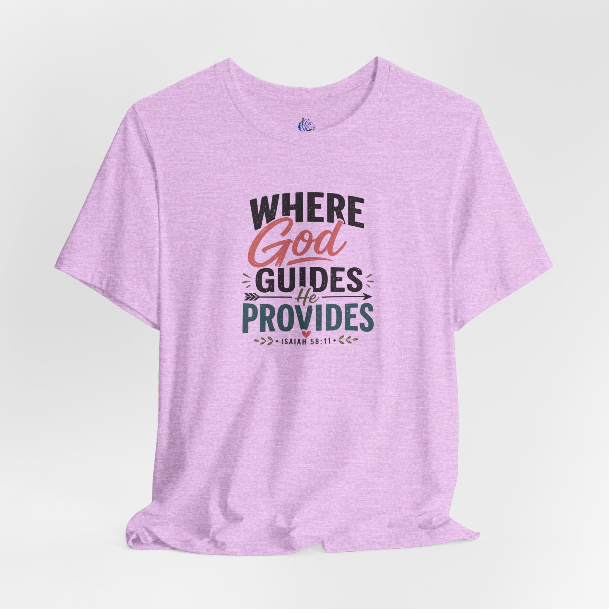 Faith T-Shirt — "Where God Guides, He Provides" Christian Inspirational Tee