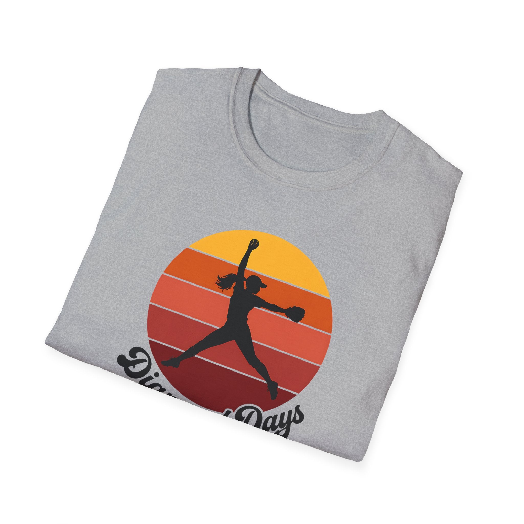 Diamond Days Softball T-Shirt — Vintage Sunset Pitcher Tee