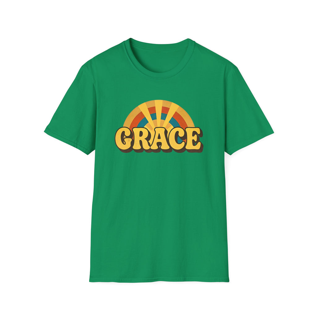 Grace Retro Rainbow T-Shirt — Vintage 70s Inspirational Graphic Tee
