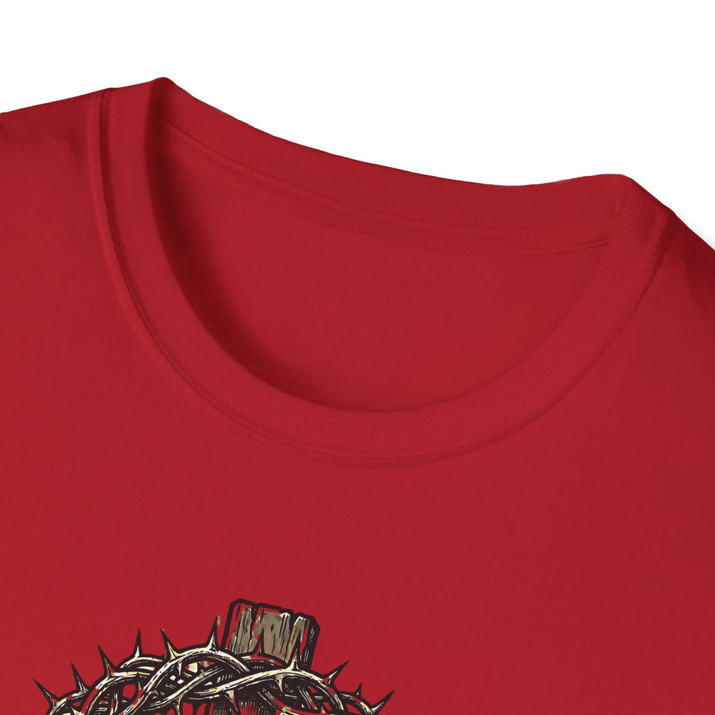 Christian Cross T-Shirt — "He Bore the Crown for Me" Sacred Heart Design