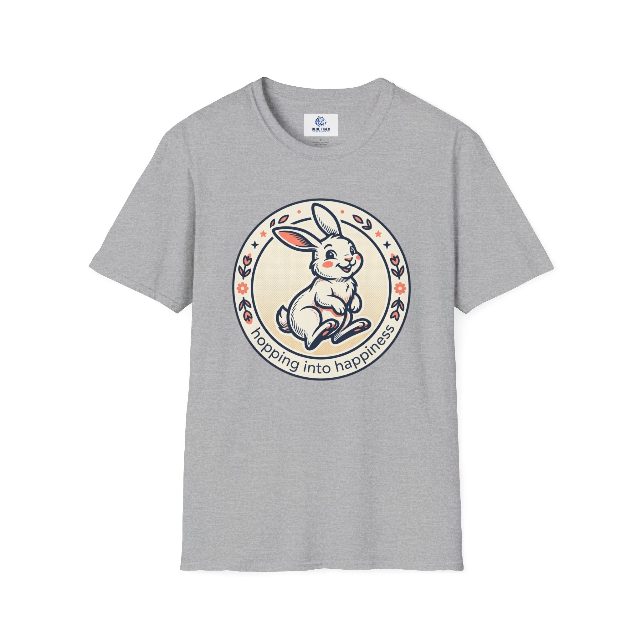 T-Shirt — 'Hopping Into Happiness' Cute Bunny Graphic Tee