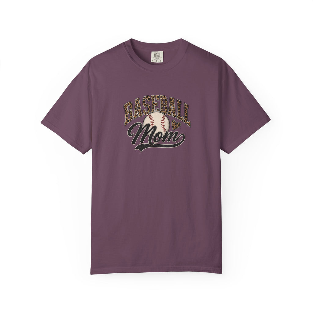 Baseball Mom T-Shirt — Leopard Print Ball Design