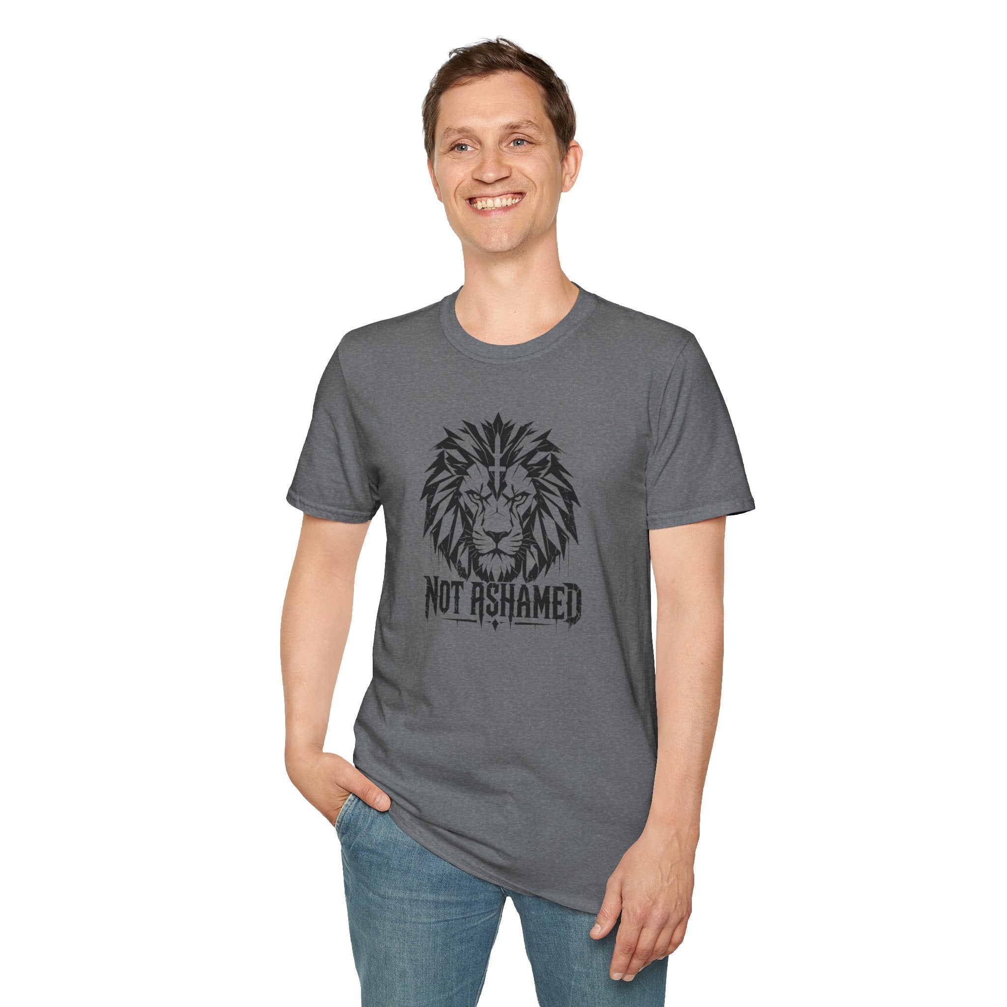 T-Shirt — 'Not Ashamed' Lion Graphic Faith Tee