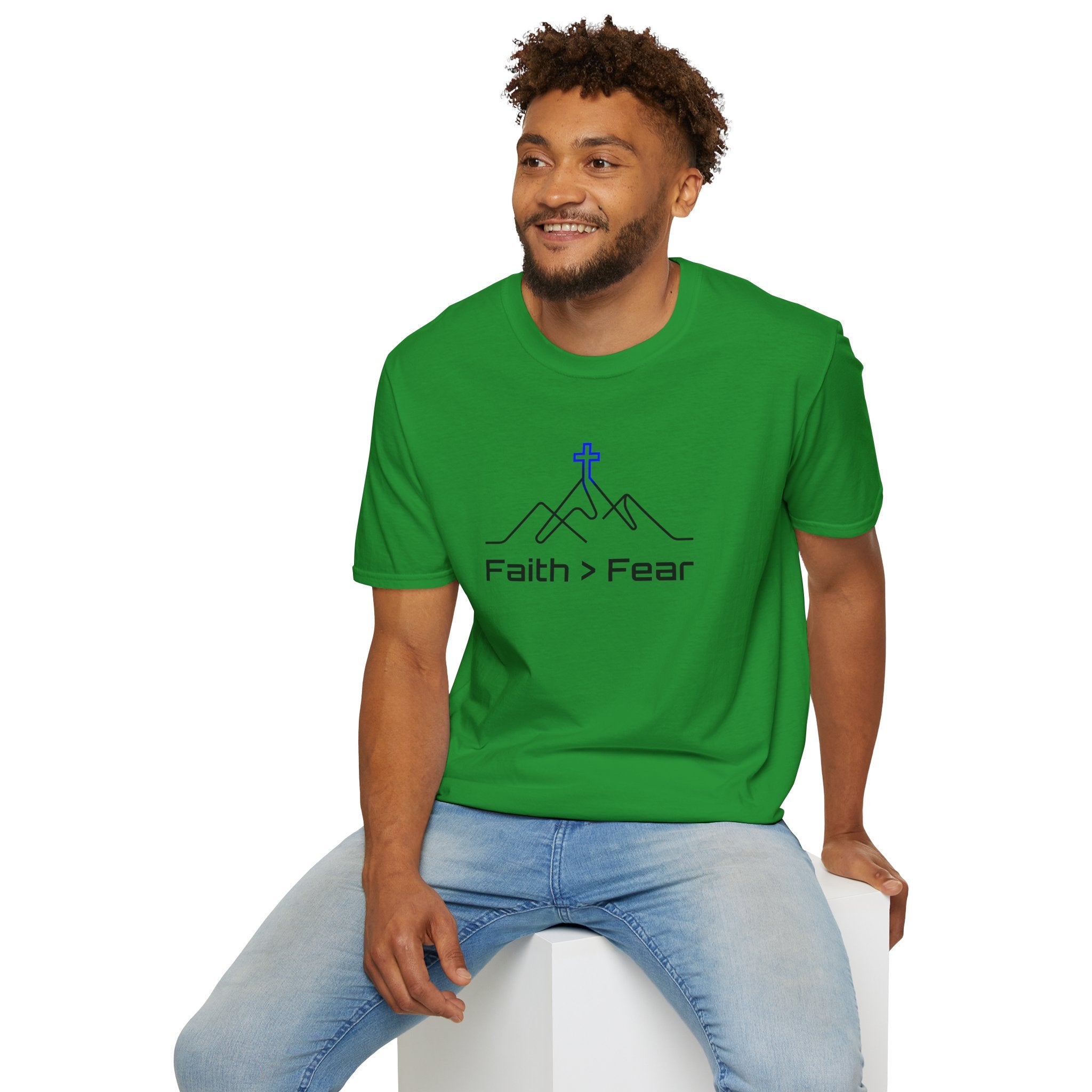 Faith > Fear T-Shirt — Christian Cross Mountain Graphic Tee